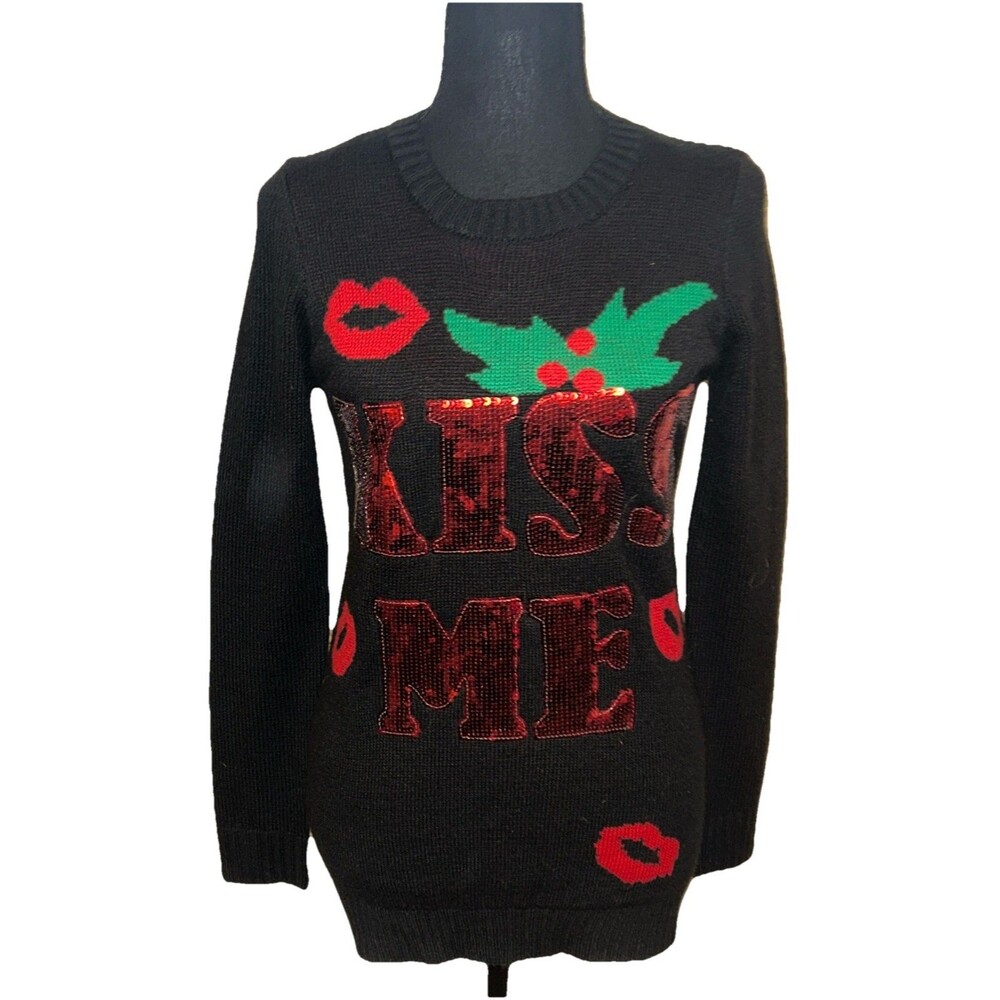 Derek Christmas Holiday Mistletoe Kiss Me Long Sleeve Pullover Small Sweater